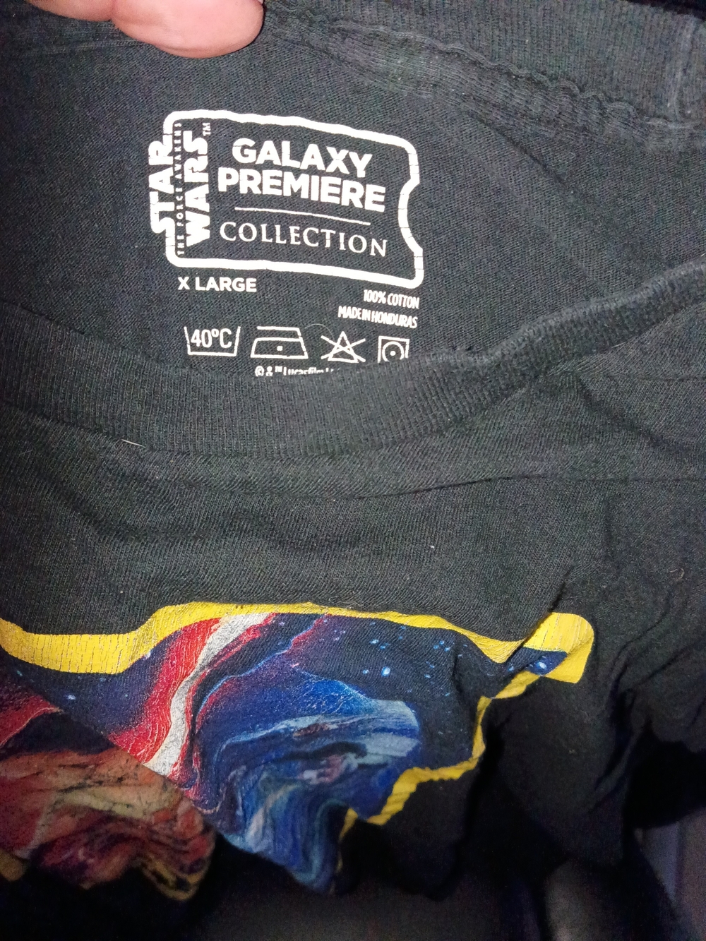 Star Wars Galaxy Premiere Collection Black Graphic Tee with Yellow Trim